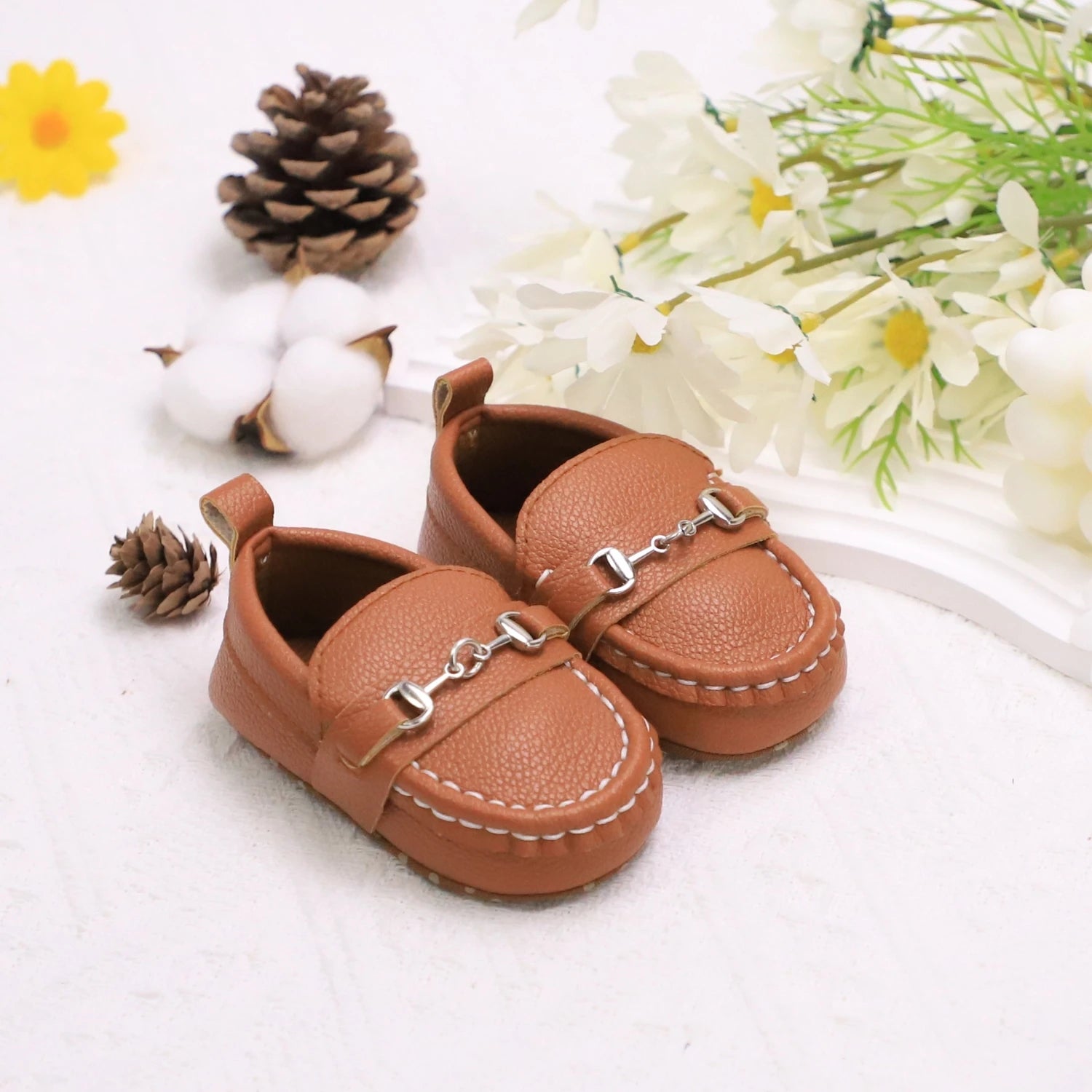 Image of First Walker Slip-on Loafers in coffee from Baby Booties Boutique