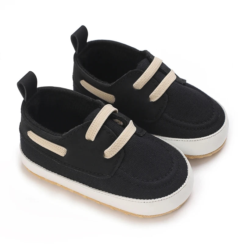 Image of infant boat shoes in black from Baby Booties Boutique