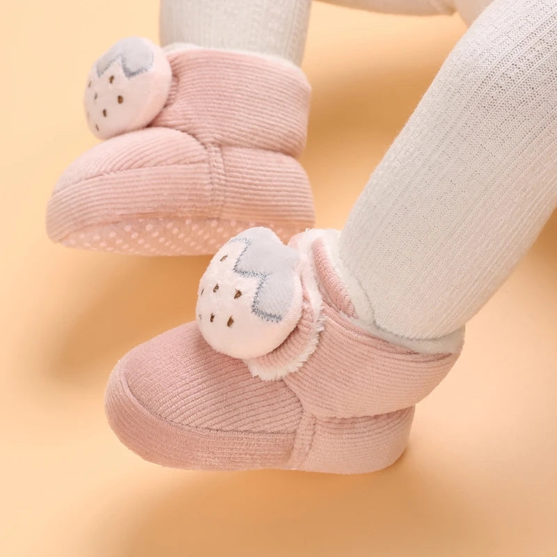 Image of Corduroy Winter Soft Sole Booties in pink from Baby Booties Boutique