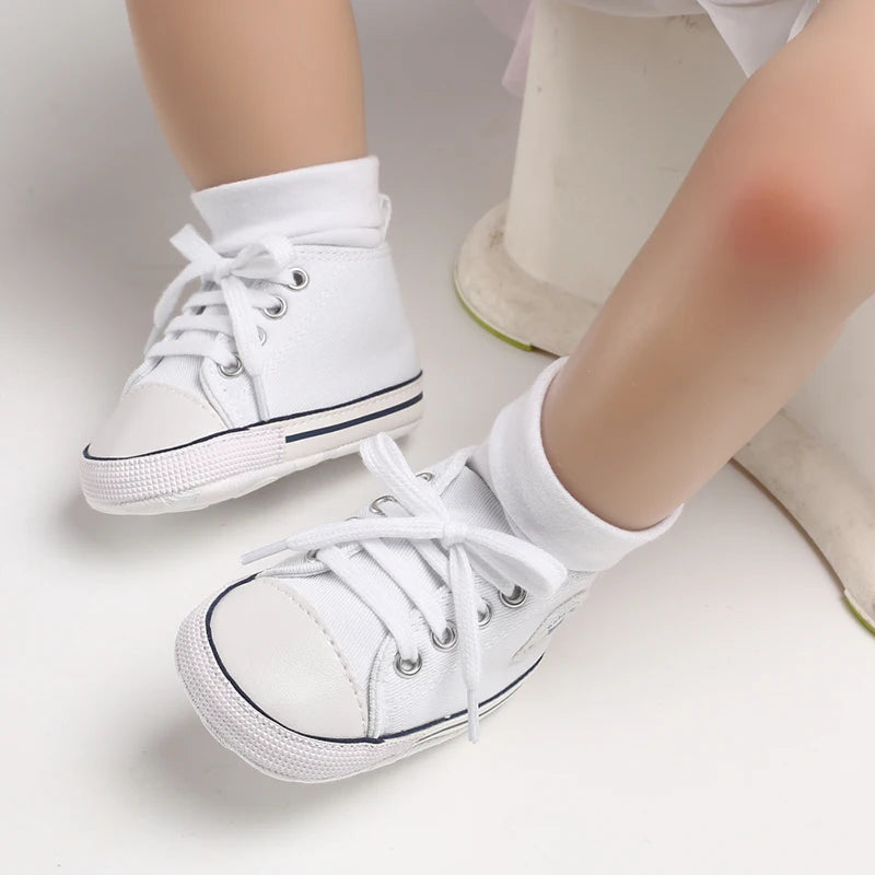 Image of Baby Canvas Sneakers in White from Baby Booties Boutique