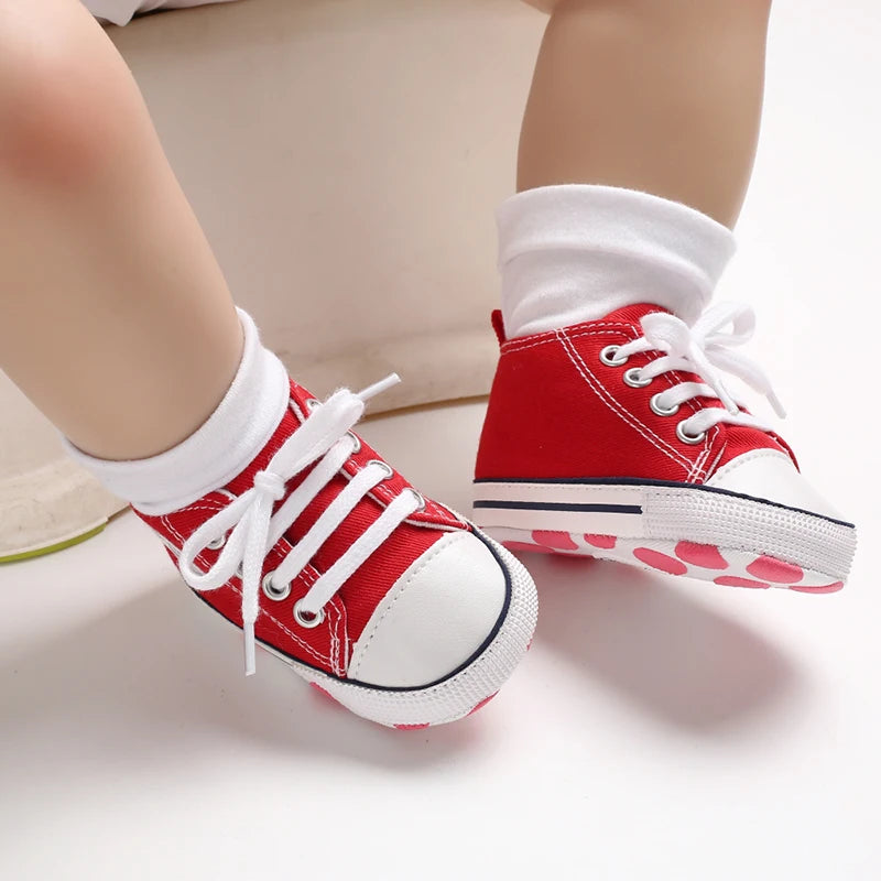 Image of Baby Canvas Sneakers in Red from Baby Booties Boutique