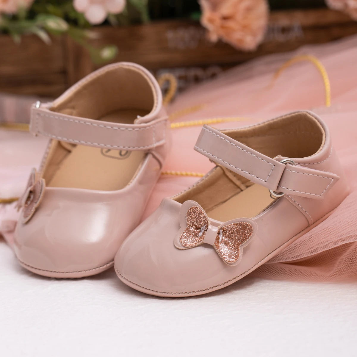 Image of Princess Bows Baby Shoes in pink from Baby Booties Boutique