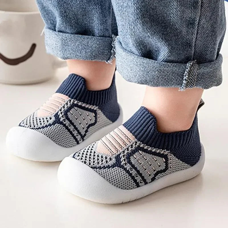 Image of Breathable 2-Tone Mesh Slip-Ons in Navy/White from Baby Booties Boutique