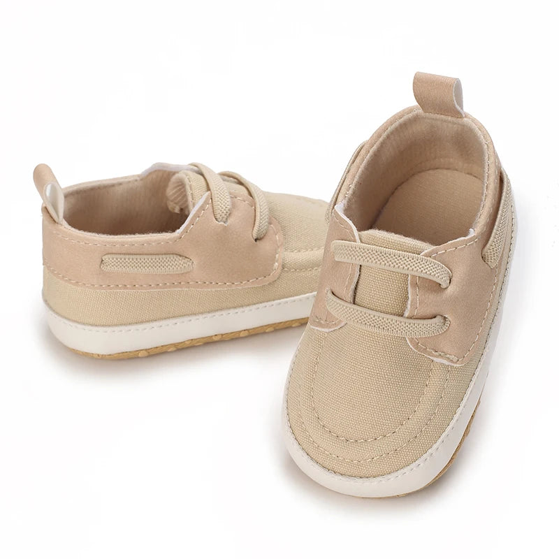 Image of infant boat shoes in apricot from Baby Booties Boutique