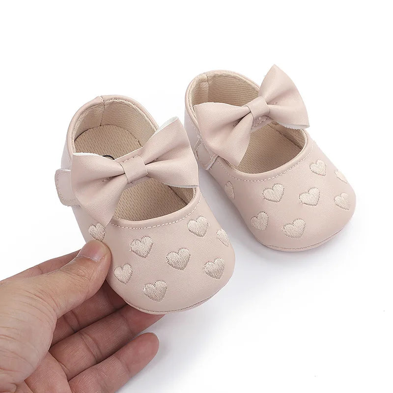 Image of Hearted Leather Baby Shoes in beige from Baby Booties Boutique