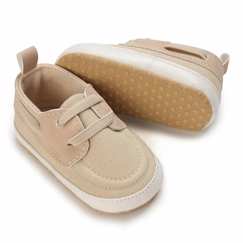 Image of infant boat shoes in apricot from Baby Booties Boutique