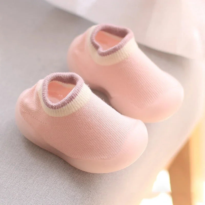 Image of Baby Pastel Sock Shoes in Tea Rose from Baby Booties Boutique