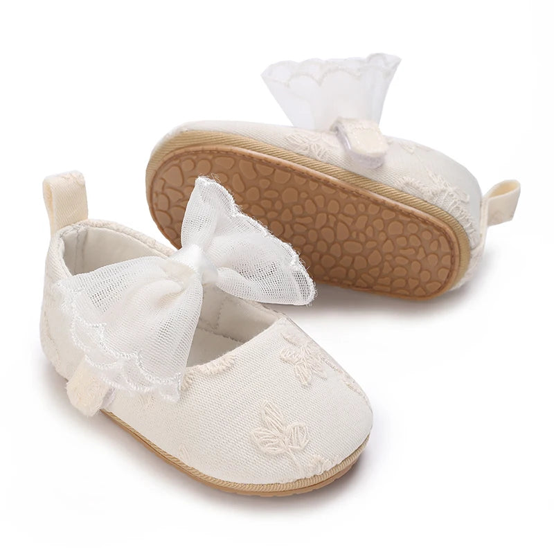 Image of Princess Lace with Bows Shoes in white from Baby Booties Boutique