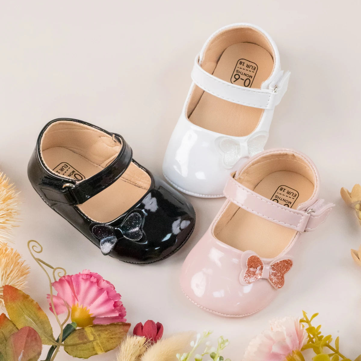 Image of Princess Bows Baby Shoes in various colors from Baby Booties Boutique