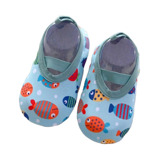 Image of Water Sport Baby Shoes in blue w/ fish from Baby Booties Boutique